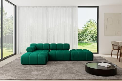 ALTDECOR Modulares Sofa Ecksofa in L-Form Corner modular Sofa Eckcouch Couch Wohnlandschaft Cauchsofa Polstersofa Lizur-L1-285x160x70 cm Dunkelgrün