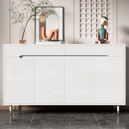 GYNGTLC Un zapatero moderno con dos puertas, perfecto para la entrada. Puede contener entre 18 y 24 pares de zapatos. Dos cajones, estantes ajustables y patas doradas