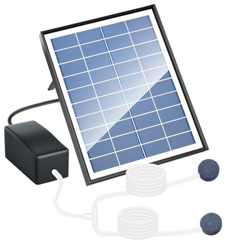 FUBESK Pompe de bassin à énergie solaire 6 W 10 V avec filtre à air, aérateur solaire d'extérieur pour bassins de jardin, fontaines et aquariums