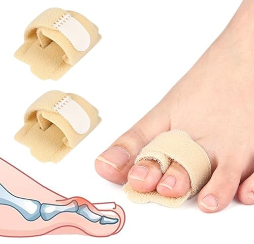 Muorruo 2 Pack Toe Separators for Hammer Toes, Toe Bandages for Broken Toes, Toe Corrector for Men and Women, Toe Splints for Correcting Hammer Toes, Crooked (Beige)