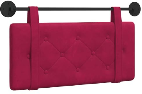 vidaXL Hängendes Kopfteil Weinrot Samt, Moderner rechteckiger Wand-Headboard aus Samt, bezogen mit Bändern, Knopfsteppung für entspannende Schlafzimmer-Deko