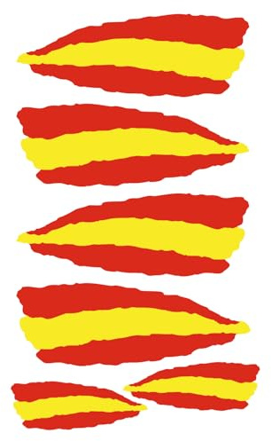 6 Pegatinas Bandera España. Adhesivo para Casco, Coche, Moto, Scooter, Bicicleta. Resistente a la Lluvia y Sol