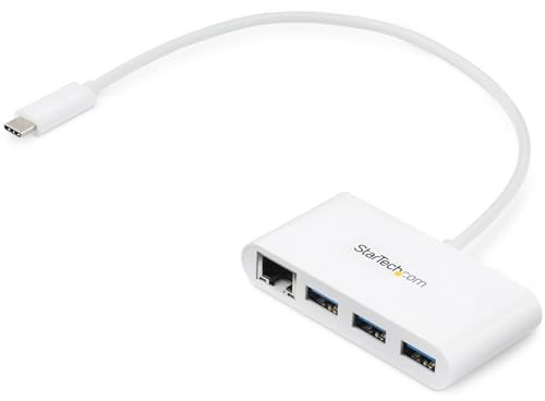 StarTech.com 3-Port USB 3.0 Hub Plus Gigabit Ethernet - USB-C - White