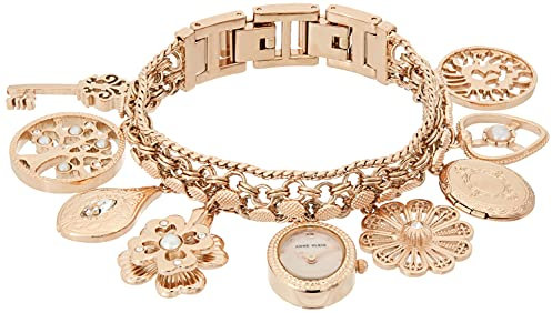 Anne Klein Damenuhr-Armkette roségold mit Charms