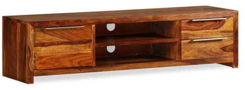 vidaXL Bois Massif de Sesham Meuble TV Armoire Basse Divertissement Salon