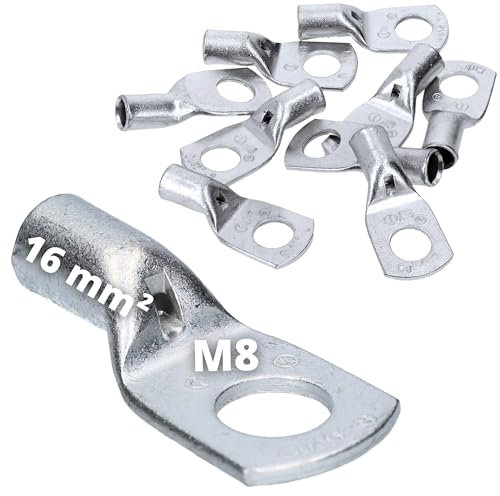 Cembre A3-M8 - 10 capicorda tubolare, 16 mm², M8, non isolati, in rame stagnato