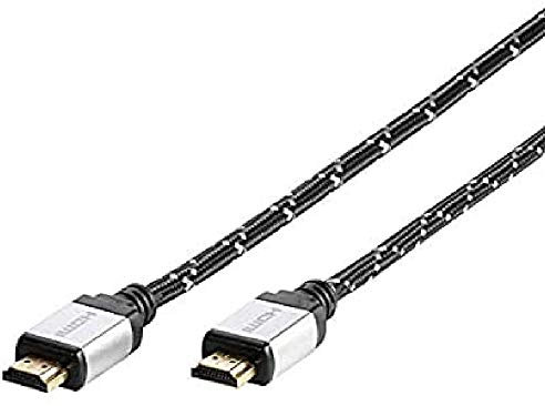 Vivanco 42202 3m HDMI Typ A (Standard) HDMI Typ A (Standard) schwarz, Silber HDMI Kabel - HDMI Kabel (3 m, HDMI Typ A (Standard), HDMI Typ A (Standard), 3840 x 2160 Pixel, 3D, Schwarz, Silber)