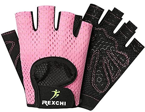 VERTAST Fahrradhandschuhe Halbfinger Anti-Rutsch Atmungsaktive Gym Training Fitness Handschuhe Stoßdämpfung Gepolsterte MTB Radhandschuhe für Damen Herren, Rosa, M