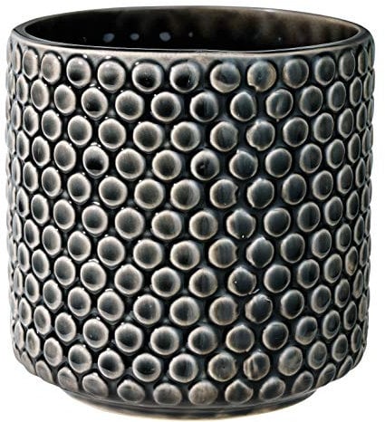 Bloomingville Vaso DOT - per Fiori da Interno e Piante da Interno, Piante grasse, Cactus, Orchidee M (15,5 cm ø), Nero, Ceramica Gres