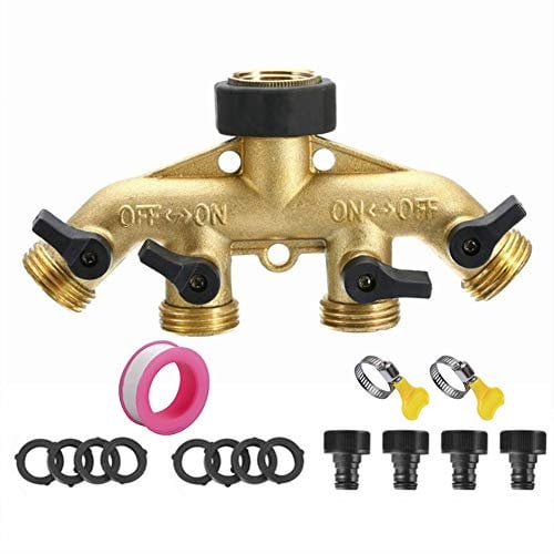 CHSEEO 4 Way Hose Splitter Tap Connector Tap Adaptor Outdoor Utility Snap On Garden Hose Connector Watering Flowering Gardening Irrigation Tool #4