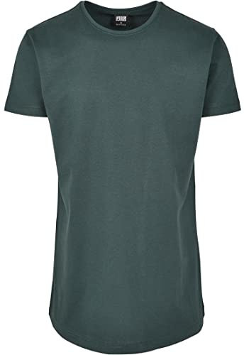 Urban Classics Men's Shaped Long Longline T-Shirt, Shortsleeves Tall Tee, Crew Neck, 100% Jersey Cotton, Green (Bottle Green 02245), X-Small