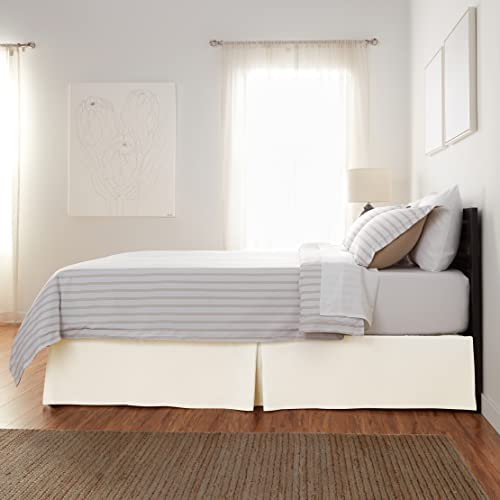 Amazon Basics Cache-sommier plissé, 152 x 203 x 41 cm, blanc cassé, uni