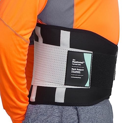The Restored Rückenbandage für Damen und Herren - Lumbalbandage zur Stabilisierung der Lendenwirbelsäule - Verstellbarer Nierengurt gegen Rückenschmerzen und zur Verletzungsprävention - Large