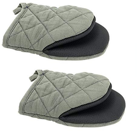 Ulable Mini Topfhandschuhe Ofenhandschuh hitzebeständig, rutschfest, Neopren, Baumwoll, mit Aufhängeschlaufe für Mikrowelle und Ofen, 2 Stück
