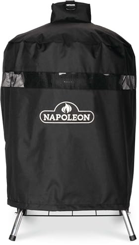 Napoleon Premium BBQ Grillabdeckung für Kugelgrill 45,7 cm Bein Modell Abdeckung, schwarz, wasserabweisend, UV-geschützt, Lüftungsschlitze, Klettverschluss