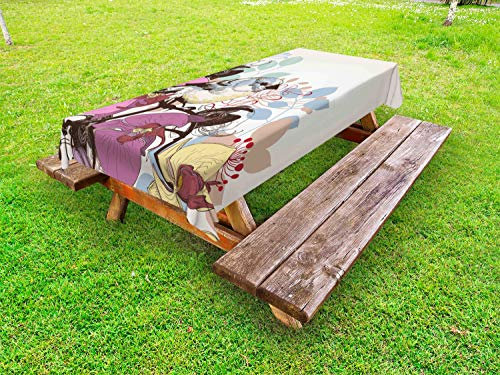 ABAKUHAUS Orchideen Outdoor-Tischdecke, Vogel auf Blumen, dekorative waschbare Picknick-Tischdecke, 145 x 210 cm, Mehrfarbig