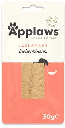 Applaws Natural Cat Treats, Ganzer Lachs Loin Katzensnack, 30g Beutel (Packung mit 12 Stück)