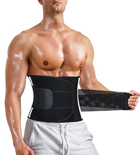 MOLUTAN Men Waist Trainer Trimmer for Tummy Control Compression Shapewear Body Shaper Sweat Belt X-Large Black