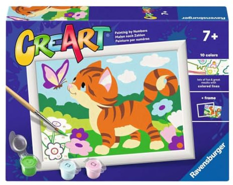 Ravensburger CreArt E Serie - Neugieriges Kätzchen | Malen nach Zahlen | Malset | Maße 14 x 19 cm | Spiele für Kinder 7 Jahre | Geschenkideen | Geschenk für Kinder 7 Jahre