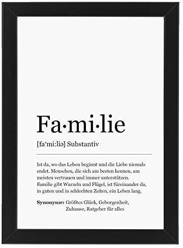 Ritter Mediendesign Bild Kunstdruck im Rahmen schwarz Wandbild Holzrahmen Definition Synonym Deko Art Druck Poster Geschenkidee Din A4 (Definition: Familie, Din A4)