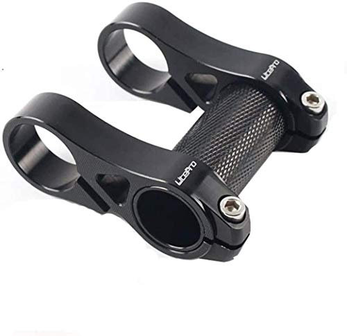 ANCLLO Litepro Aluminium Fahrrad Lenker mit Doppel Vorbau und Riser, Schwarz, Verstellbar und Klappbar