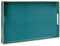 MAONAME Decorative Tray for Coffee Table, Modern Serving Tray with Handles, Plastic Rectangular Tea Tray for Ottoman, Bathroom Decor,15.75” X 10.2” (Dark Green)