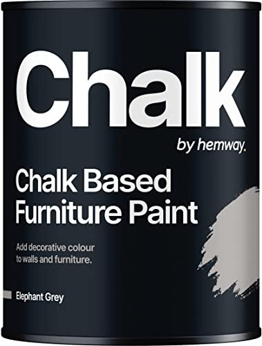 Hemway - Chalk Based Furniture Paint - Elephant Grey 1 L | Chalky Matt Shabby Chic Finish for Interior & Exterior Home Decor | Quick Dry & All-in-one