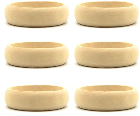 VVXXMO Lot de 6 bracelets en bois naturel incurvés, bijoux à peindre soi-même, 4, taille unique