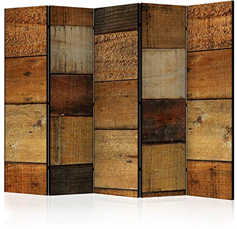 murando - Paravent Raumteiler Innen Holz 225x172 cm 5-teilig Einseitig Raumtrenner Trennwand Holz Room Divider Mobiler Sichtschutz Spanische Wand Raum Abtrennung Holzoptik Wood Bretter f-C-0244-z-c