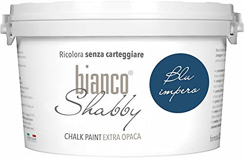 bianco Shabby® Chalk Paint Blu Impero Peinture à la craie pour meubles et murs, effet vintage, shabby chic, extra mat (2,5 Litres)