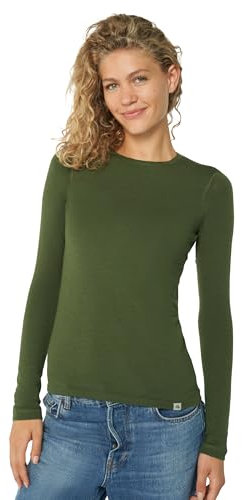 DANISH ENDURANCE Merinowolle Langarm Shirt Damen, Premium Thermo-Unterwäsche, Skiunterwäsche, Temperaturregulierendes Funktionsshirt, für Damen, Grün, XL