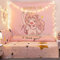 Aodafei Japanische Wandteppich Anime Pink Cute für Mädchen Zimmer Deko Wandbehang Kawaii Rosa Tapestry Wandtuch Wandteppich Psychedelic groß,100x70 cm NO LED