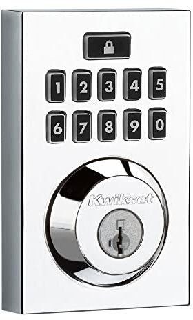 Kwikset 914 Contemporary Keypad SmartCode Electronic Deadbolt Smart Lock Featuring SmartKey Security and ZigBee Technology in Polished Chrome