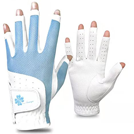 CINGHI LUSSO Golf-Handschuhe für Erwachsene, atmungsaktiv, fingerlos, elastisches Lycra-Gewebe, ein Paar linke und rechte Hände -18-21