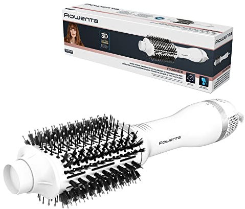 Rowenta CF6130 Volumizer Cepillo secador, Moldea, Diseño ovalado, Cuádruple emisor de iones, Reduce encrespamiento, Cabello con volumen, Blanco