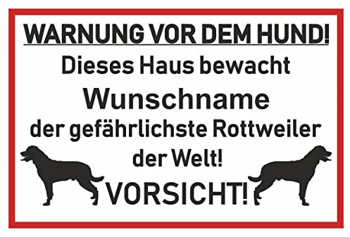 Samunshi® Aufkleber Rottweiler Warnung - Schild Sticker Hinweisschild Warnschild Vorsicht Hund 40 x 27cm Rottweiler Warnung schwarz