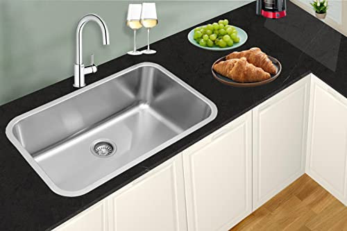 Omeere 75,5 x 46, fregadero empotrado grande, fregadero de acero inoxidable 304, grosor del material 0,8 mm, fregadero cocina 1 seno, fregadero de la estructura, (fregadero empotrado)
