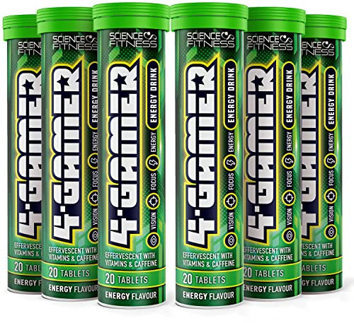 Gaming Supplement 4Gamer- Stimulants for Energy, Focus & Vision - Nootropic Brain Booster with Caffiene, Taurine & Vitamins (6 Tubes)