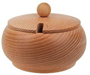 Woodcarver Grande zuccheriera in legno con coperchio, contenitore per zucchero, organizzazione cucina, legno di faggio naturale, ciotola ecologica per la cucina