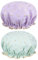 2 Pcs Shower Cap Elastic Band Waterproof Bath Caps Double Layers Reusable With Ruffled Edge Covering Ears for Girls and Women