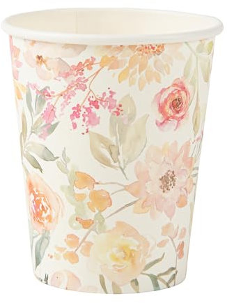 Artifetes 8 GOBELETS CARTON AQUARELLE FLEURI DAHLIA 255ML