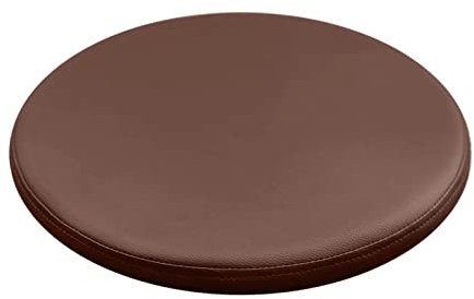 ZIBENE Sitzkissen Rund 35cm, Stuhlkissen 35x35 Ohne BäNder, DüNn Memory-Schaum Stuhlauflagen KüChenstuhl Wasserfest Schmutzabweisend Leder Sitzpolster Gartenstuhl Barhocker Outdoor Braun