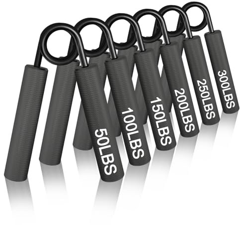 CRAZYROPE Hand Grip, ensemble de 6 (22,5 45 67,5 90 112,5 135kg) métal Hand Grip Musculation, Musculation Avant Bras Musculation Main pour Entraînement Musculaire et Renforcement de la Préhension