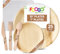 FOOGO Green 150pcs Disposable Palm Leaf Plates Wooden Cutlery Set and White Napkins, FSC® Certified, 25x Large Round, 25x Small Side Plates, 25x Forks, 25x Knives, 25x Spoons, 25x White Napkins