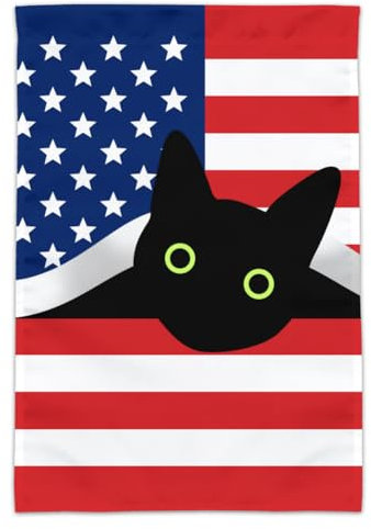 Bandiera patriottica da giardino con gatto nero 4 luglio (palo non incluso)
