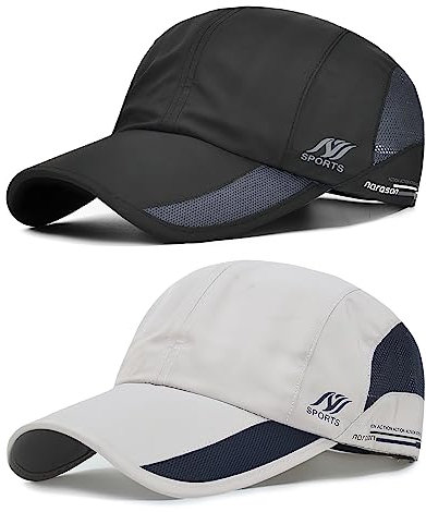 TAGVO Sports Mesh Baseball Cap Unisex, 2 Stück Schnell Trocknend Leichte Sport Cap, Verstellbar Atmungsaktiv Sonnenschutz Baseballkappen mit Schnallenverschluss Outdoor Hut für Herren Damen