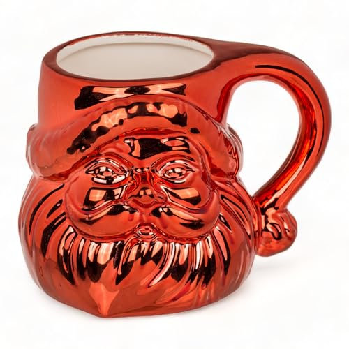 MIK funshopping Weihnachtstasse | Hochwertige Keramik-Tasse mit weihnachtlichem Design | Ideal für Heiß- & Kaltgetränke | Glossy Santa rot 380ml