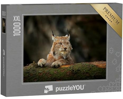 Puzzle 1000 Teile XXL „Aufmerksamer Luchs im Wald“ – aus der Puzzle-Kollektion Luchse, Tiere in Wald & Gebirge