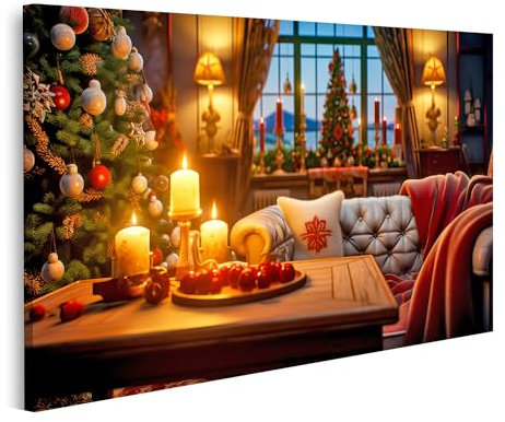 islandburner Bild auf Leinwand Wohnzimmer gefüllt Möbel Weihnachtsbaum Ecke Bilder Wandbilder Poster