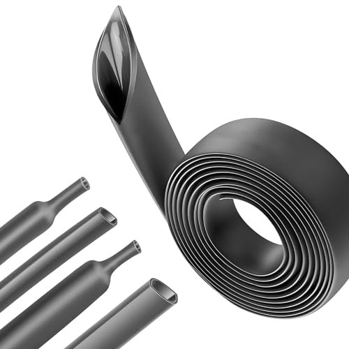 ZephyrCraft Heat Shrink Tubing Set - 4:1 Heat Shrink Tubing with Adhesive, 16mm Diameter & 10ft Length, Electrical Waterproof Marine and Insulating Cable Connecting Heat Shrink Wrap Tubing, Black